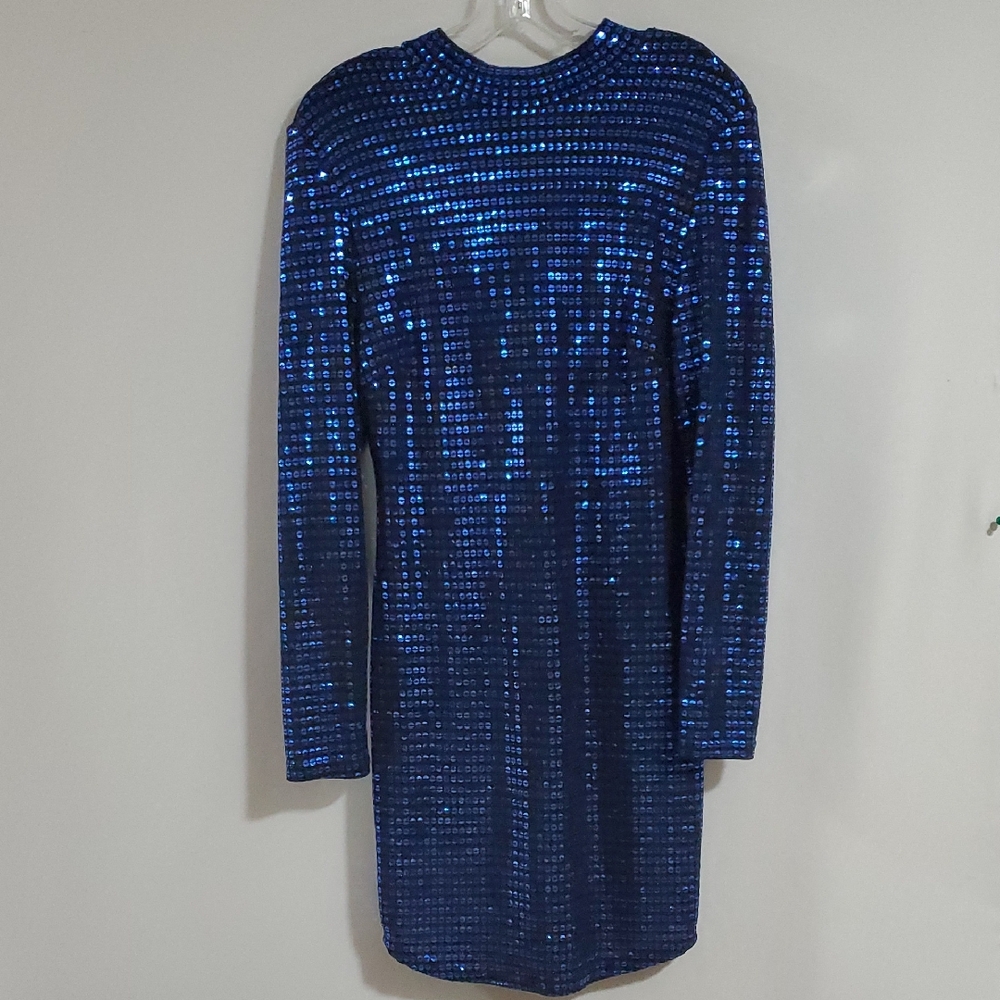 Charlotte Russe Shimmering Blue Long Sleeve Dress Size Medium NWOT